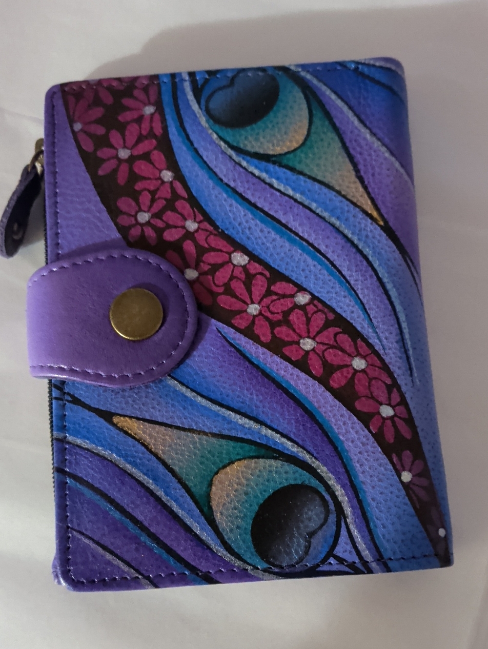 Anna Purple & Blue Floral Peacock-Accent Card Holder